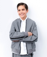 Толстовка из джерси на литой молнии серая Gulliver, школьная форма для мальчиков  фото, kupilegko.ru